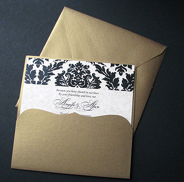 dramatic black white gold wedding invitations