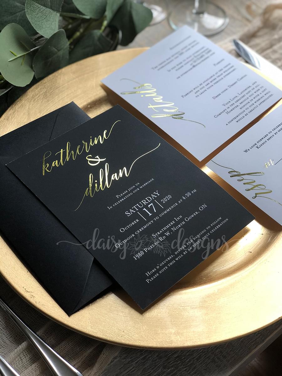 Black Tie Affair Wedding Invitations by Daisy Designs of Ottawa