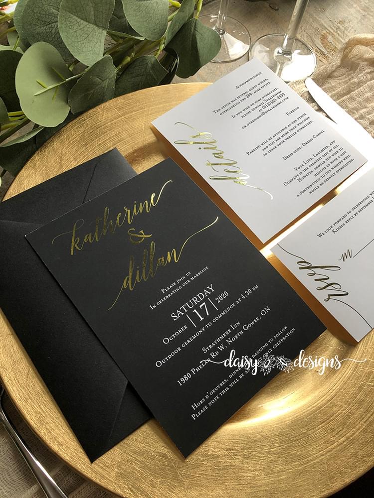 Black Tie Affair Wedding Invitations by Daisy Designs of Ottawa